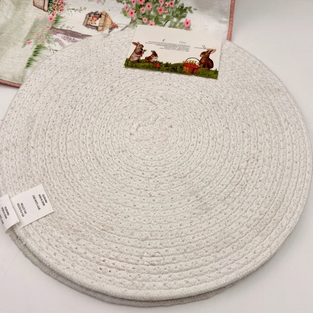 Easter Blessings Table Runner‎ and Set of 4 Braided Placemats Bunny Rabbit